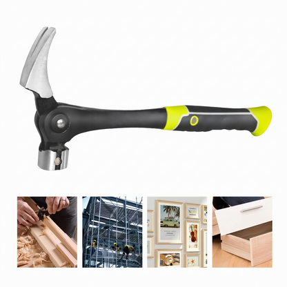16oz Adjustable Nail Puller Hammer, Magnetic Nail Starter
