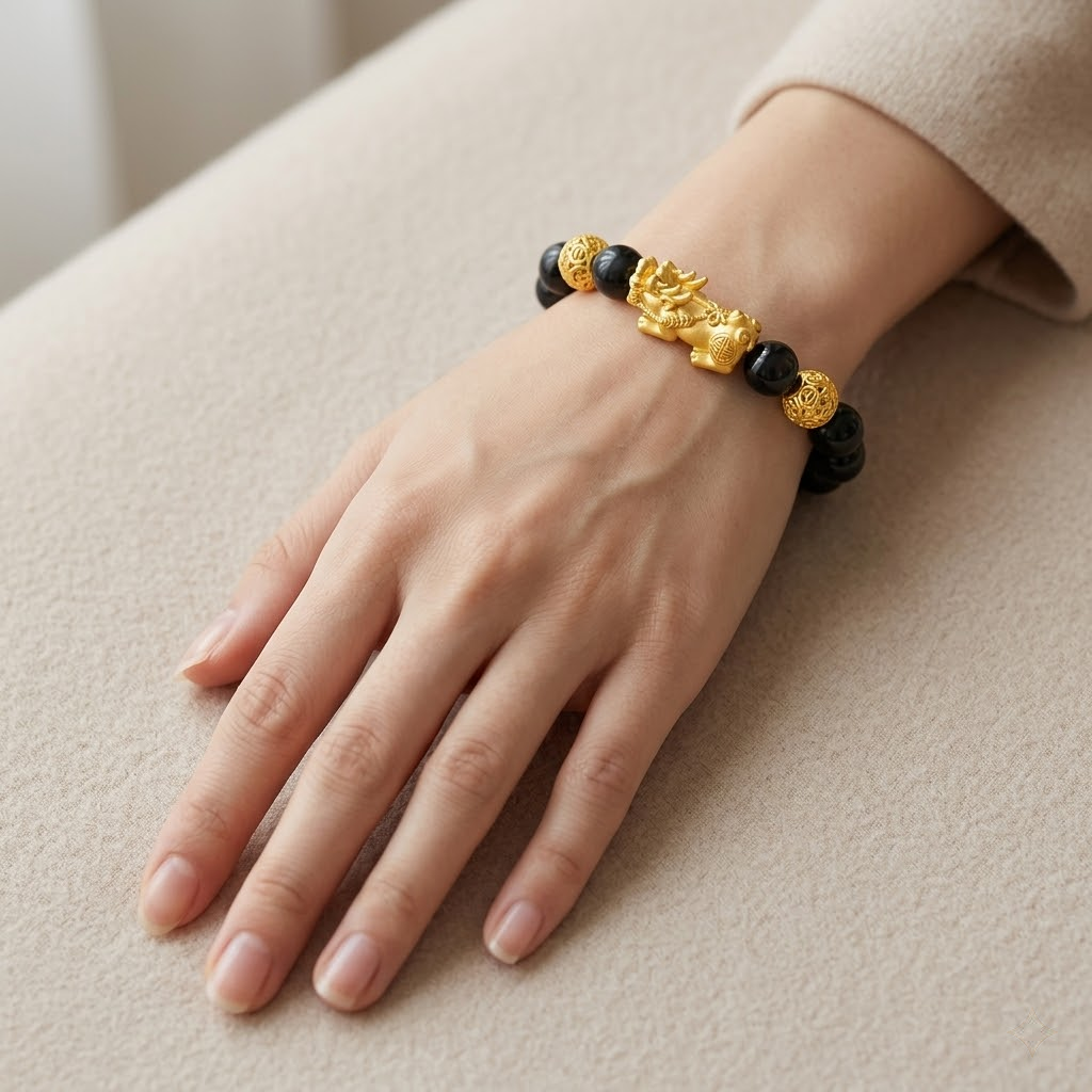 Natural Black Obsidian Pi Xiu Bracelet
