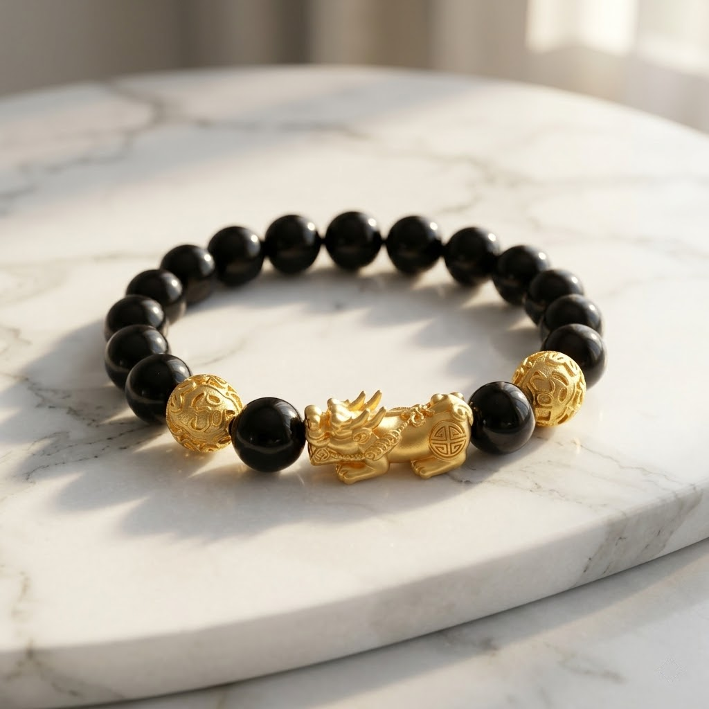 Natural Black Obsidian Pi Xiu Bracelet