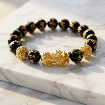 Natural Black Obsidian Pi Xiu Bracelet