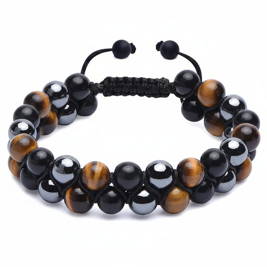 Triple-Protection-Bracelet-Tiger-Eye-Black-Obsidian-Hematite-Healing-Crystals-for-Success