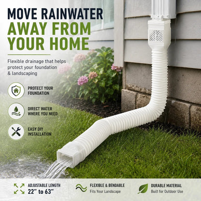 Flexible Downspout Extension Kit – 22–63 in Rainwater Drainage Pipe