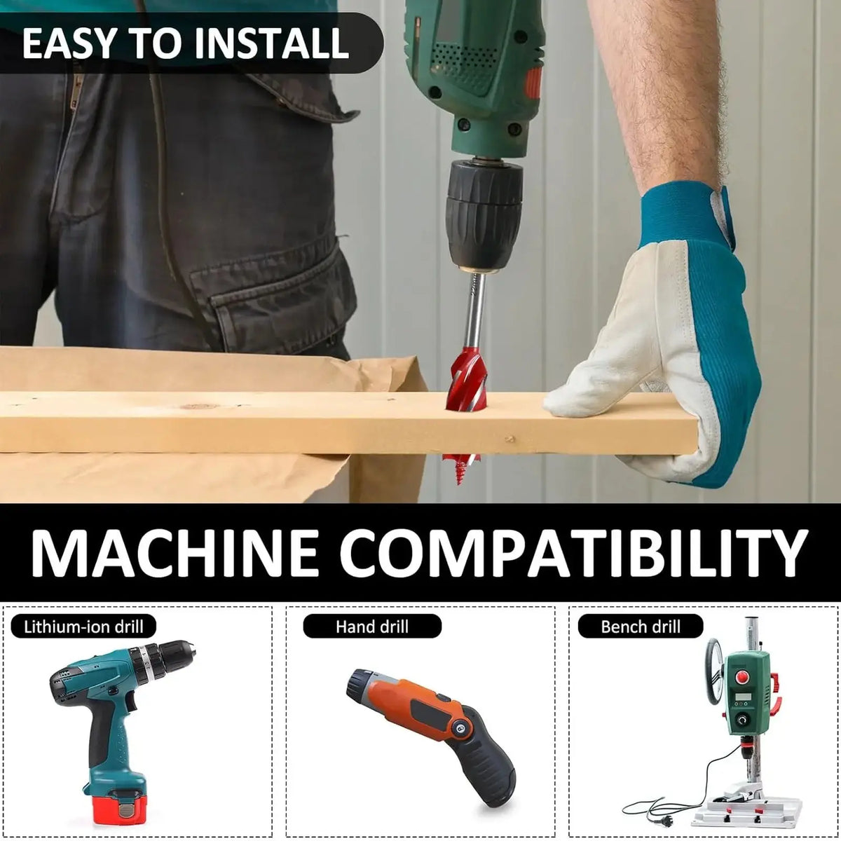 8‑Pack High‑Carbon‑Steel Wood‑Boring Tool Kit