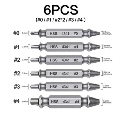 Broken Screw Extractor Set Tools - Stainless Steel 6-Pack