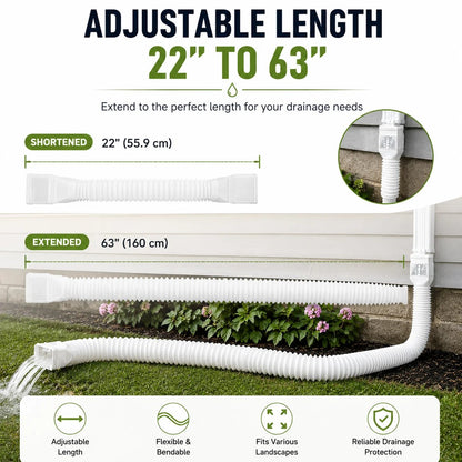 Flexible Downspout Extension Kit – 22–63 in Rainwater Drainage Pipe