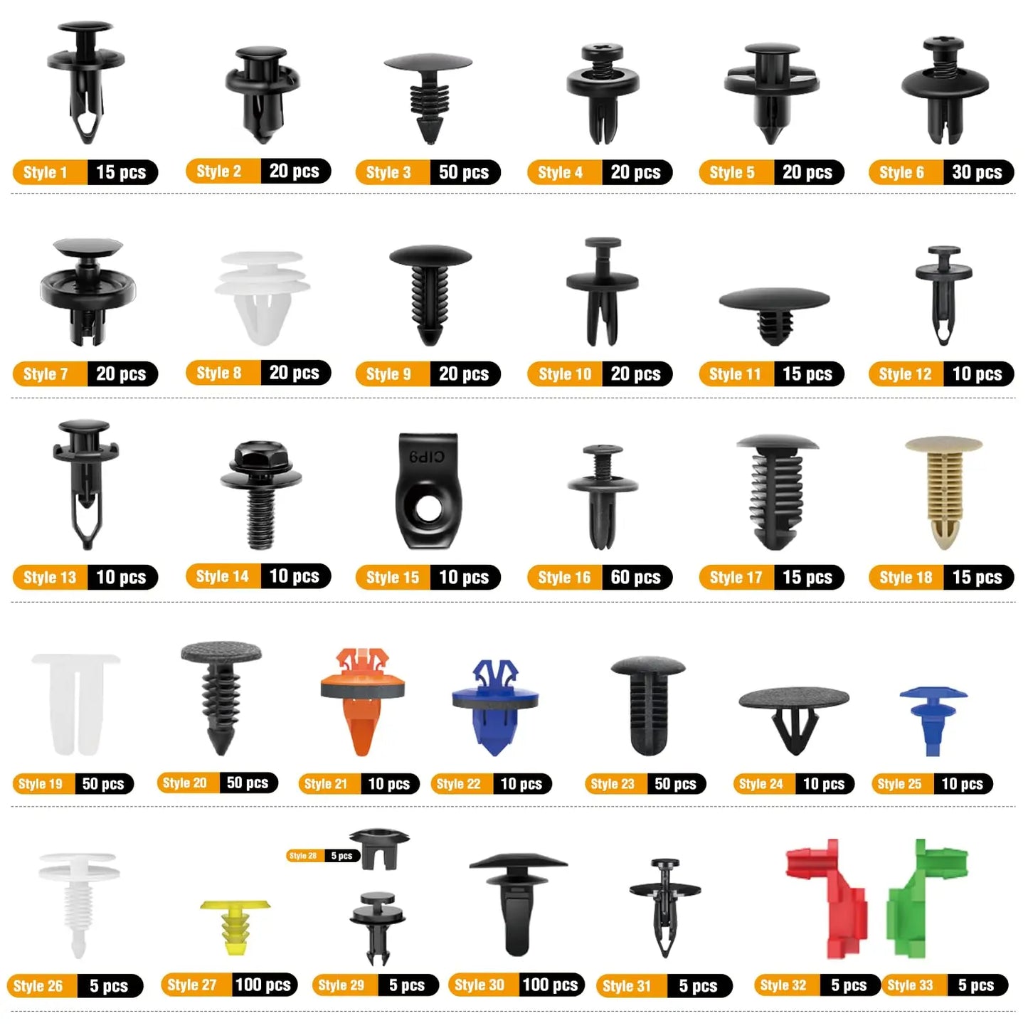 975Pcs Car Push Retainer Clips Kit with Remover