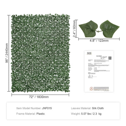 【FathersDayGift】VEVOR Ivy Privacy Fence, 59 x 158in Artificial Green Wall Screen, Greenery Ivy Fence w/ Mesh Cloth Backing and Strengthened Joint, Faux Hedges Vine Leaf Decoration for Outdoor Garden, Yard, Balcony