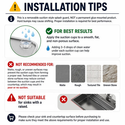 Silicone Sink Splash Guard for Kitchen & Bathroom Sink Edge