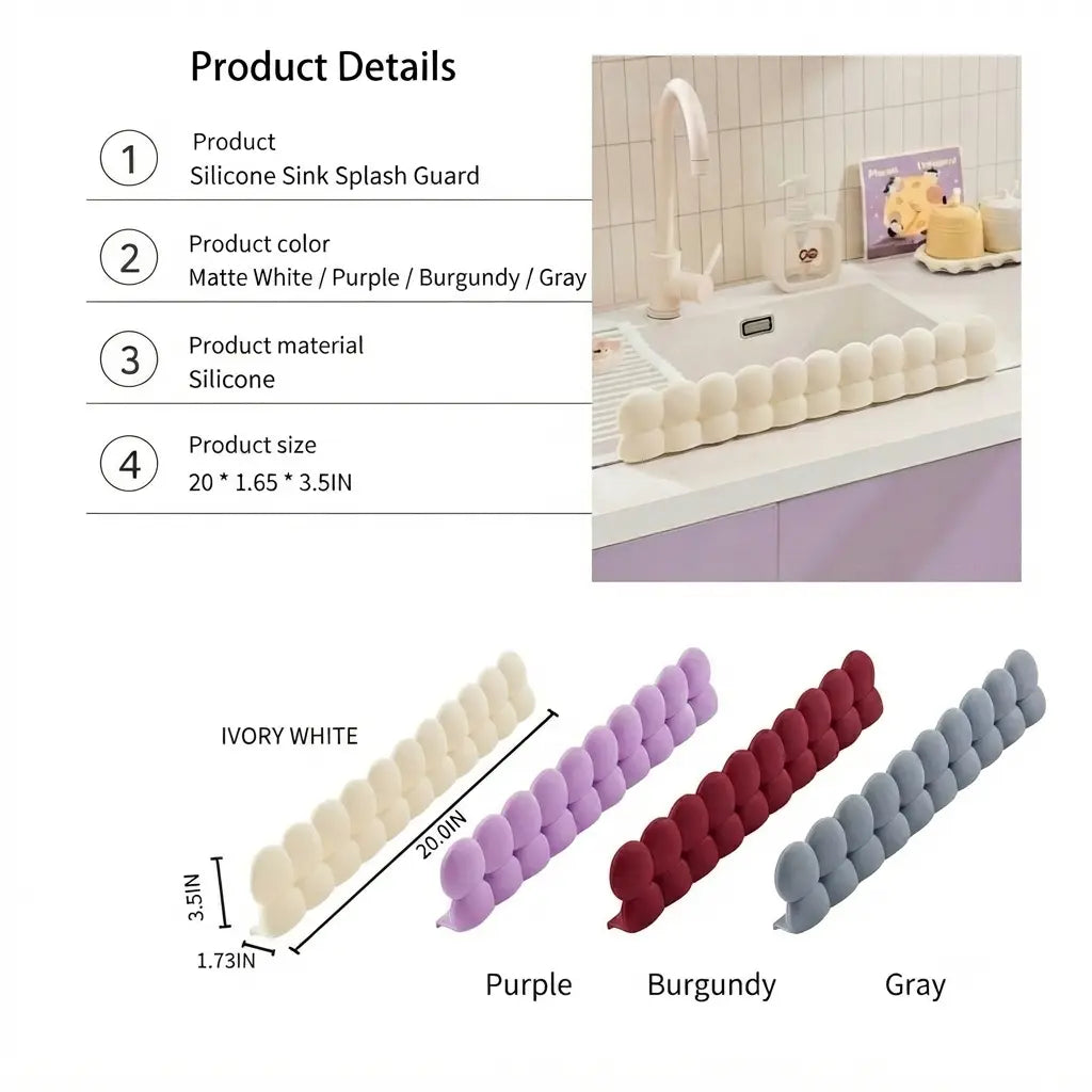 Silicone Sink Splash Guard for Kitchen & Bathroom Sink Edge
