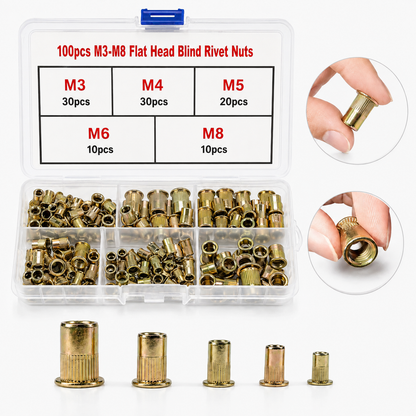 Head Rivet Nut Tool M3-M8 Carbon Steel Rivnut Kit for Automotive Repair