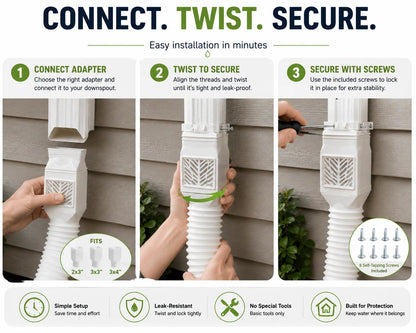 Flexible Downspout Extension Kit – 22–63 in Rainwater Drainage Pipe