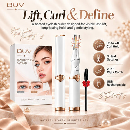 🔥2-in-1 Heated Eyelash Curler, 3 Temperature Modes, USB Rechargeable