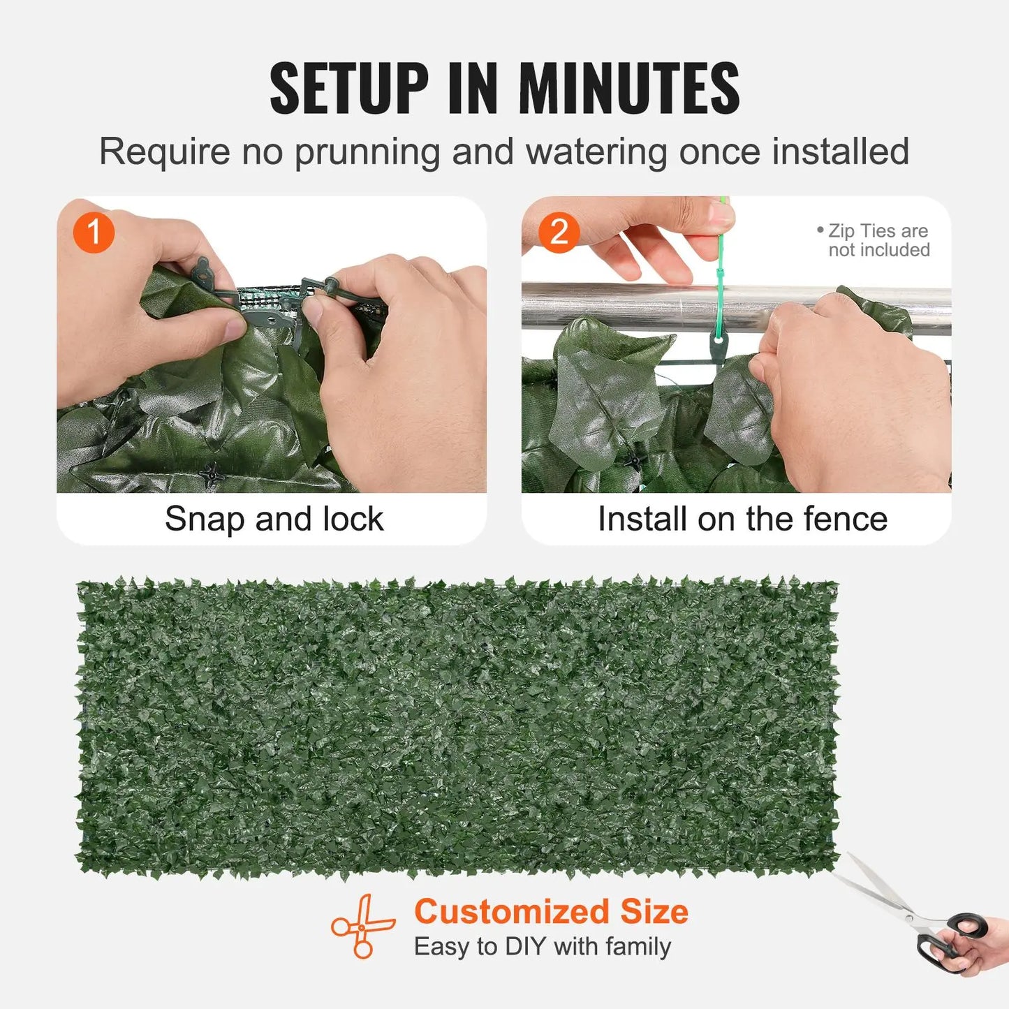 【FathersDayGift】VEVOR Ivy Privacy Fence, 59 x 158in Artificial Green Wall Screen, Greenery Ivy Fence w/ Mesh Cloth Backing and Strengthened Joint, Faux Hedges Vine Leaf Decoration for Outdoor Garden, Yard, Balcony