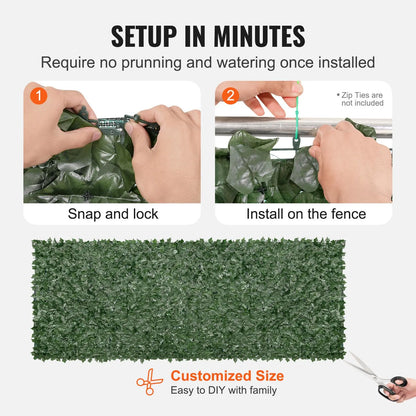 【FathersDayGift】VEVOR Ivy Privacy Fence, 59 x 158in Artificial Green Wall Screen, Greenery Ivy Fence w/ Mesh Cloth Backing and Strengthened Joint, Faux Hedges Vine Leaf Decoration for Outdoor Garden, Yard, Balcony