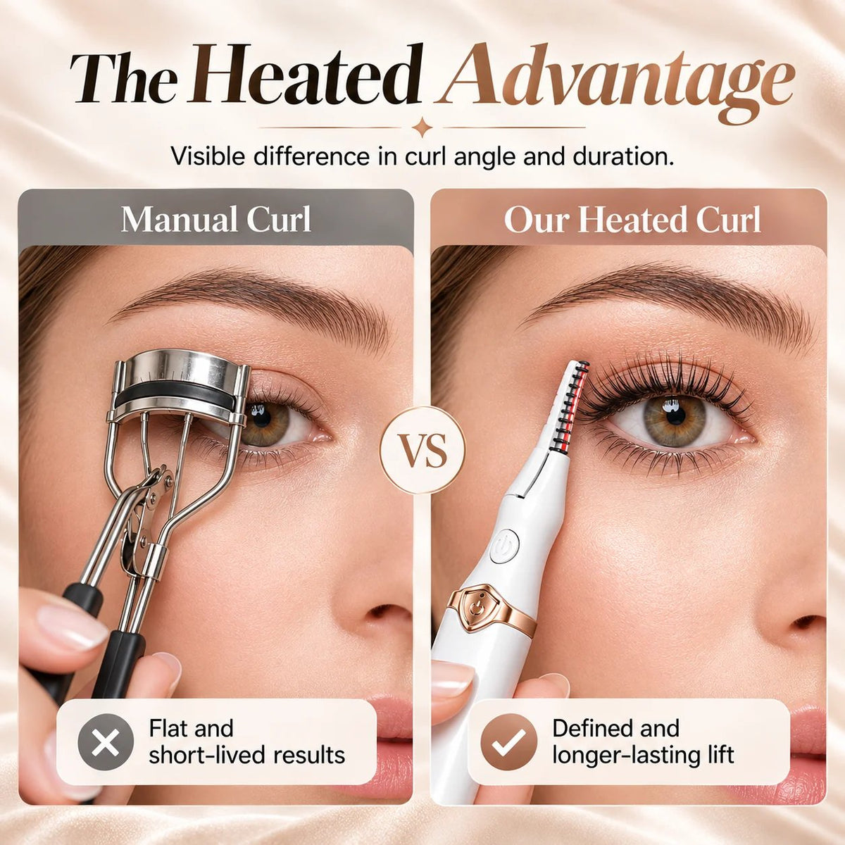 🔥2-in-1 Heated Eyelash Curler, 3 Temperature Modes, USB Rechargeable