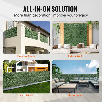 【FathersDayGift】VEVOR Ivy Privacy Fence, 59 x 158in Artificial Green Wall Screen, Greenery Ivy Fence w/ Mesh Cloth Backing and Strengthened Joint, Faux Hedges Vine Leaf Decoration for Outdoor Garden, Yard, Balcony