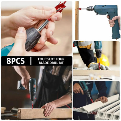 8‑Pack High‑Carbon‑Steel Wood‑Boring Tool Kit