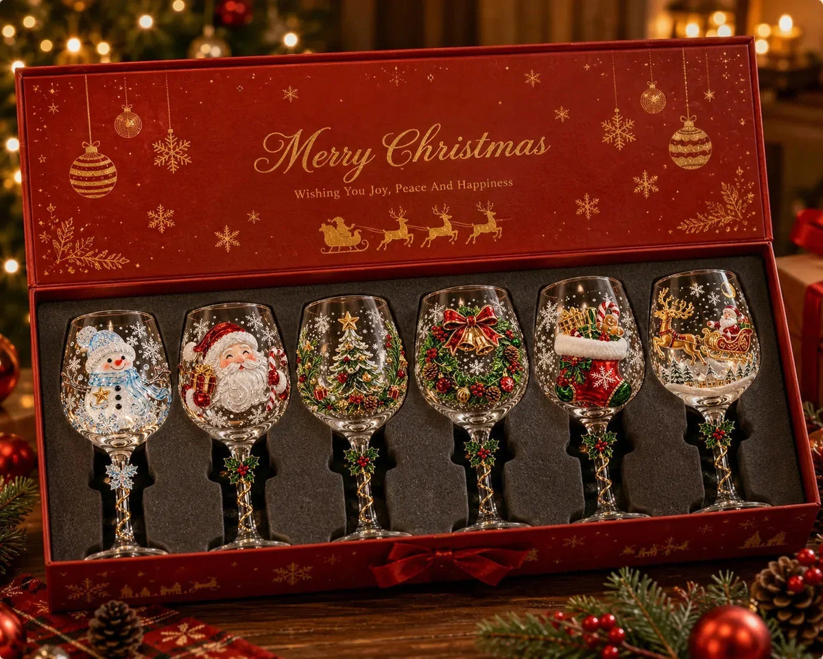 🔥 Last Day 52% OFF🥂Christmas 3D Wine Glass Collection Gift Box Set ✨