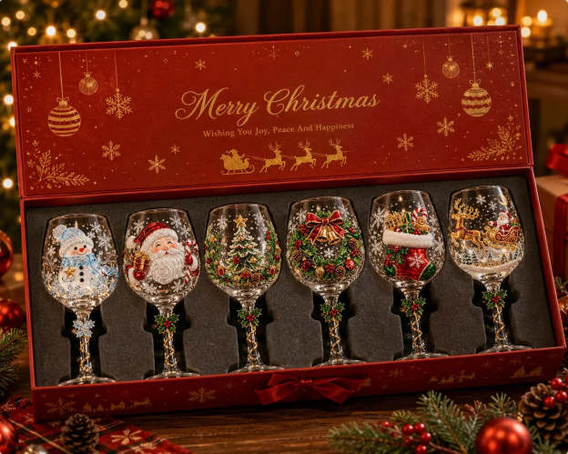 🔥 Last Day 52% OFF🥂Christmas 3D Wine Glass Collection Gift Box Set ✨
